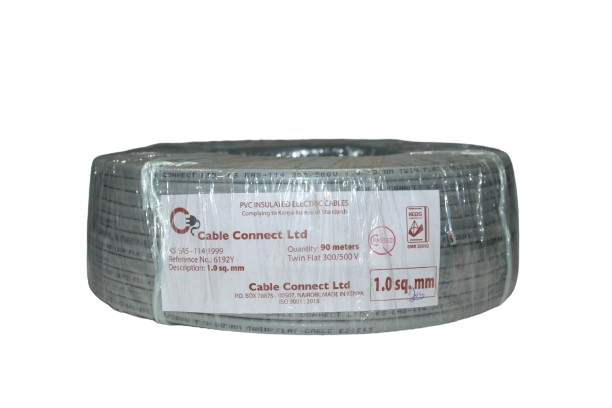 1MM Twin Flat Cable in Grey