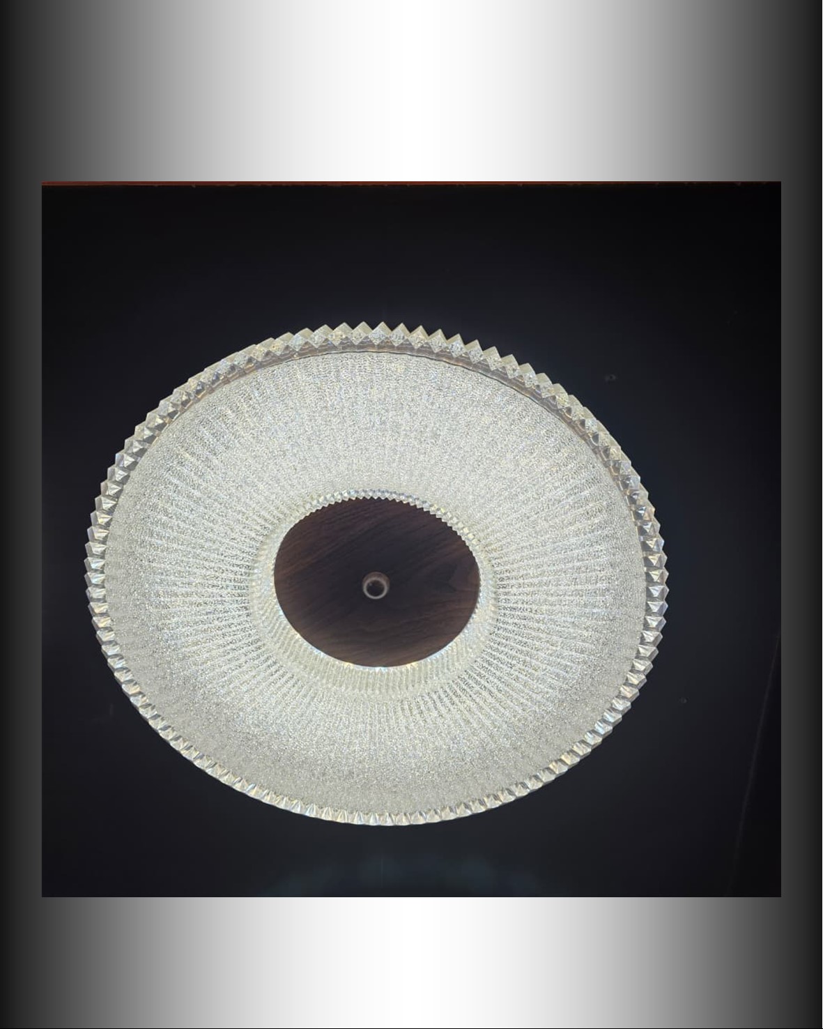 Crystal Wood Finished LED Full Moon With Warm Daylight and Tungsten